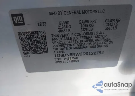 2024 Cadillac Ct5 Premium Luxury из США, поврежденный, VIN 1G6DN5RW2R0122754